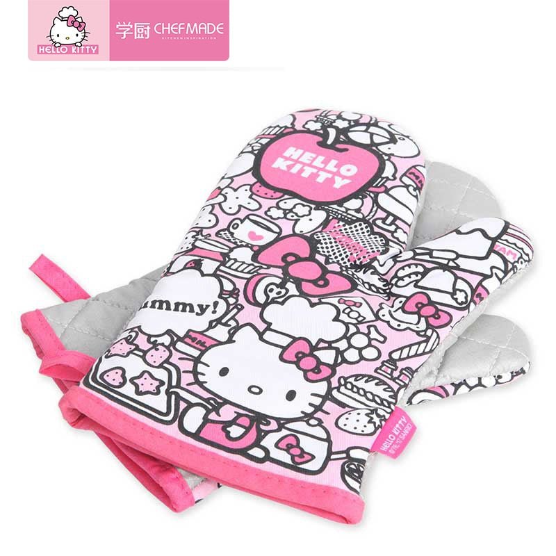 Hello Kitty Heat Resistant Cooking Glove Oven Mitts + Placemat Pot Holder  Set Inspired by You.