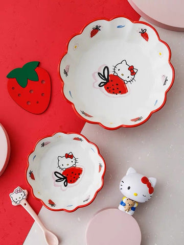Hello Kitty Creative Design Wave Laciness 6“ Ceramic Round Plate - Hello Kitty Camp