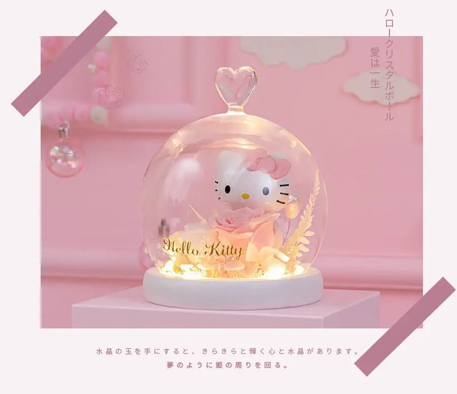 Hello Kitty Preserved Flower Eternal Rose Night Lamp Christmas