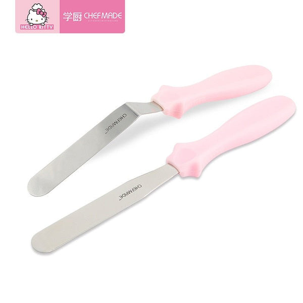 2pcs/set CHEFMADE Hello Kitty Kitchen Food Grade Stainless Steel Butter Cream Cake Spatula Baking Pastry Decorating Spatula Tool - Hello Kitty Camp