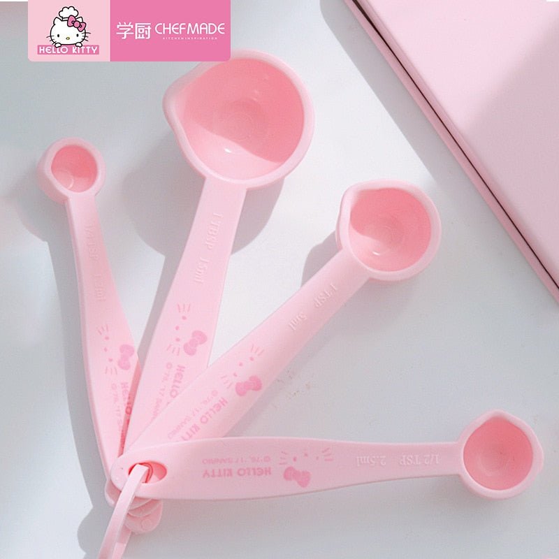 4 pcs/set CHEFMADE Hello Kitty Kitchen Double Scale Spoon Pink
