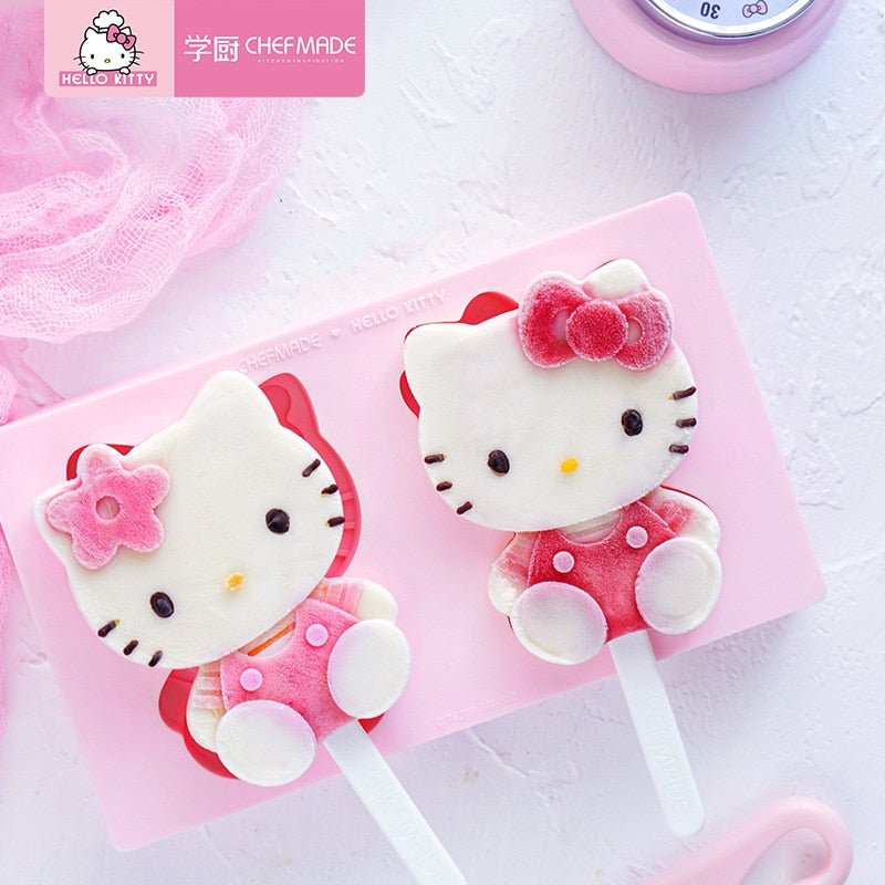 CHEFMADE Hello Kitty Cartoon Silicone Molds Home-Made Popsicle Ice Cream Cake Baking Mold 3D Handmade Soap Mold With Cover Set - Hello Kitty Camp