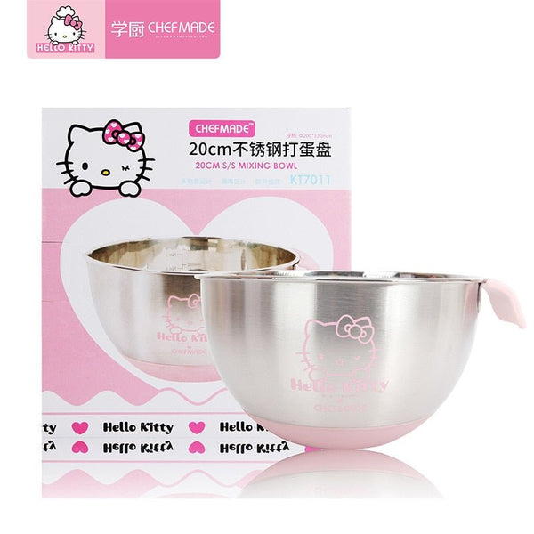 CHEFMADE Hello Kitty Kitchen 304 Stainless Steel With Scaled Egg Bowl Non-slip Silicone Bottom Basin Baking Tools For Cakes - Hello Kitty Camp