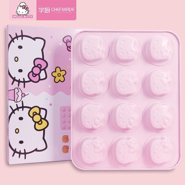 CHEFMADE Hello Kitty Kitchen Cartoon Cute 12 Connected Cake Baking Mold Not sticky Hurricane Sponge Cake Bread Baking moulds - Hello Kitty Camp