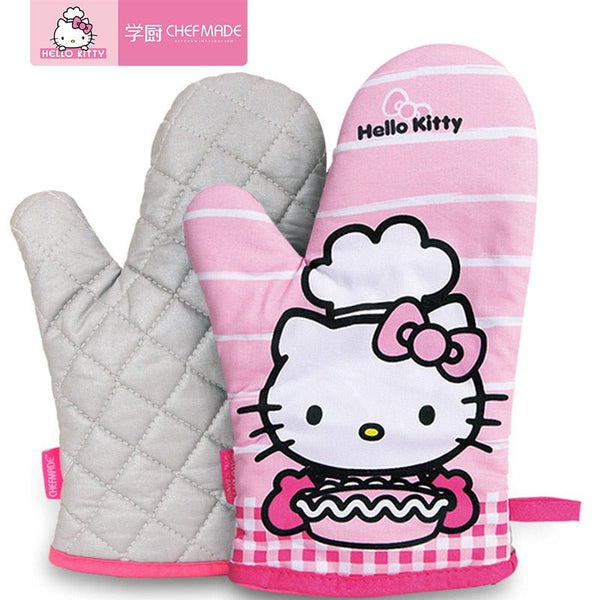 CHEFMADE Hello Kitty Kitchen Oven Mitts Anti-Scalding Gloves Insulated High Temperature Resistant Gloves - Hello Kitty Camp