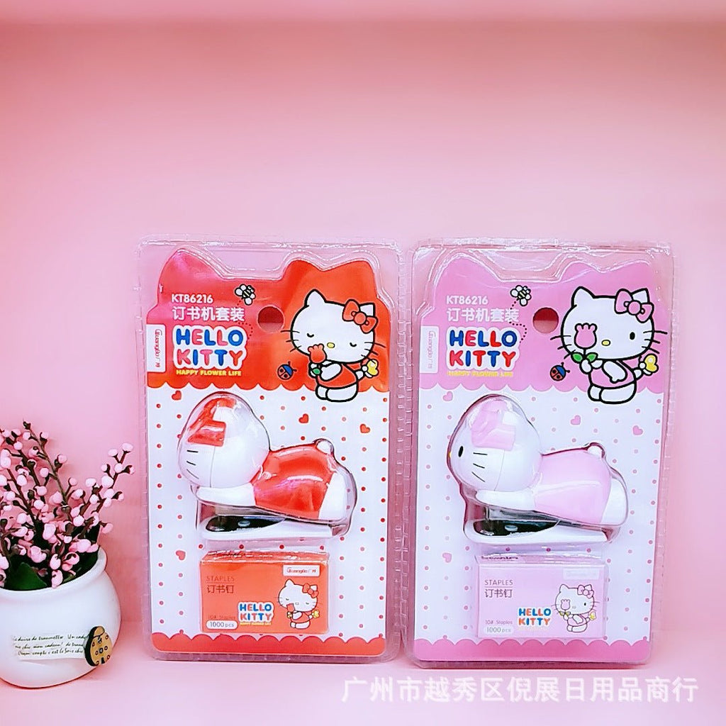 Kawaii Sanrio Anime Mini Stapler Hello Kitty Cartoon Cute Convenient Carry  Stationery Portable Office Supplies Accessories