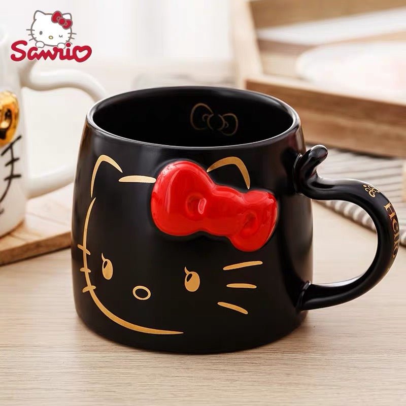 Hello Kitty Glossy-Matte Black and Gold Nameplate Coffee Mug w