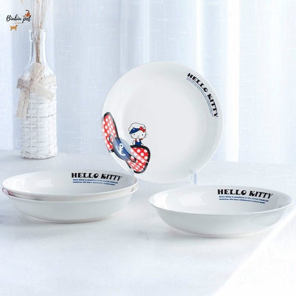 Hello Kitty Plate Tableware Set Household Ceramic Bowl Japanese Creative All-China Kitchenware 7 inches 8 inches Porcelain Plate - Hello Kitty Camp