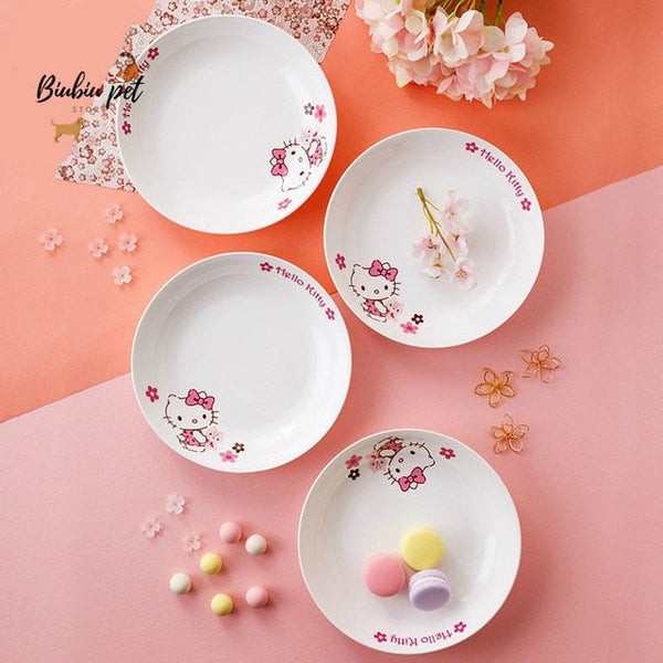 Hello Kitty Plate Tableware Set Household Ceramic Bowl Japanese Creative All-China Kitchenware 7 inches 8 inches Porcelain Plate - Hello Kitty Camp