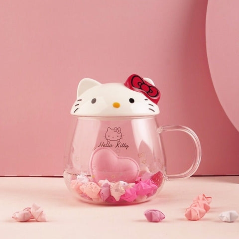 Hello Kitty Pyrex Glass Mug Cup 3D Kitty Head Shape 410 ml - Hello Kitty Camp