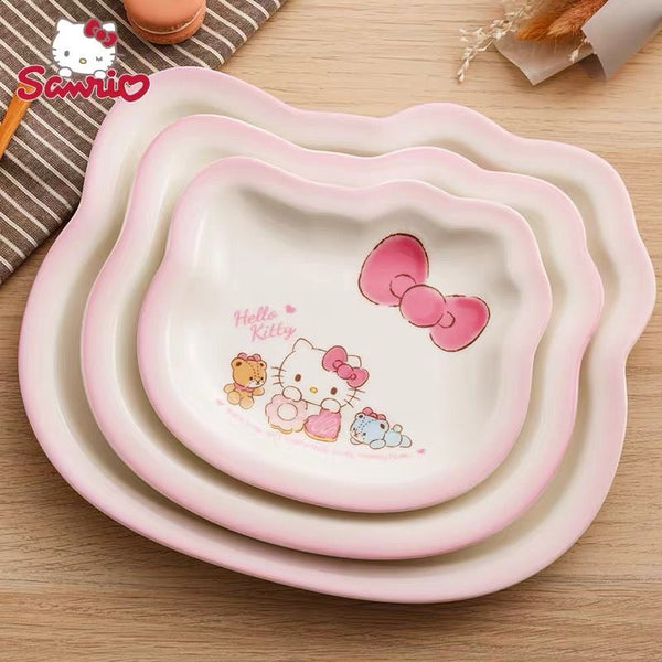 Hello Kitty Tableware Head Shape Lovely Pink Plates - Hello Kitty Camp