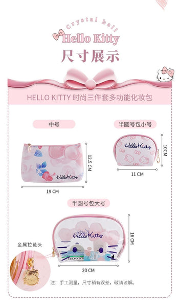 Hello Kitty Waterproof Makeup Bags Multifunction Traveling Bags Set of 3 - Hello Kitty Camp