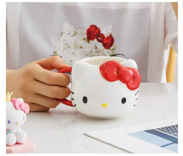 HelloKitty Mug 3D Three-dimensional Relief Creative Cartoon Cup Super Cute Ceramic Cup - Hello Kitty Camp